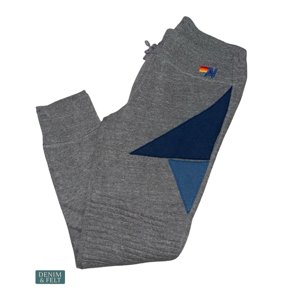 Aviator Nation Prism Sweatpants Gray Blue Retro Lounge Coastal Joggers Rare SM